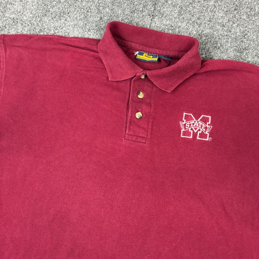 Blue Generation Mens Mississippi State MSU Polo Shirt Maroon Cotton Large